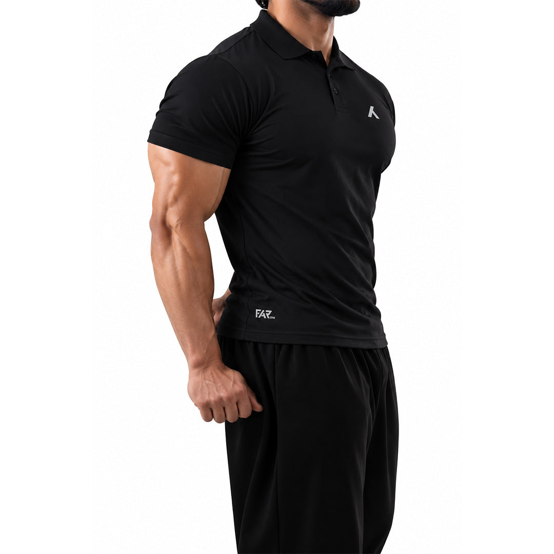 Black Polo Sports T-Shirt for Gym & Casual Wear